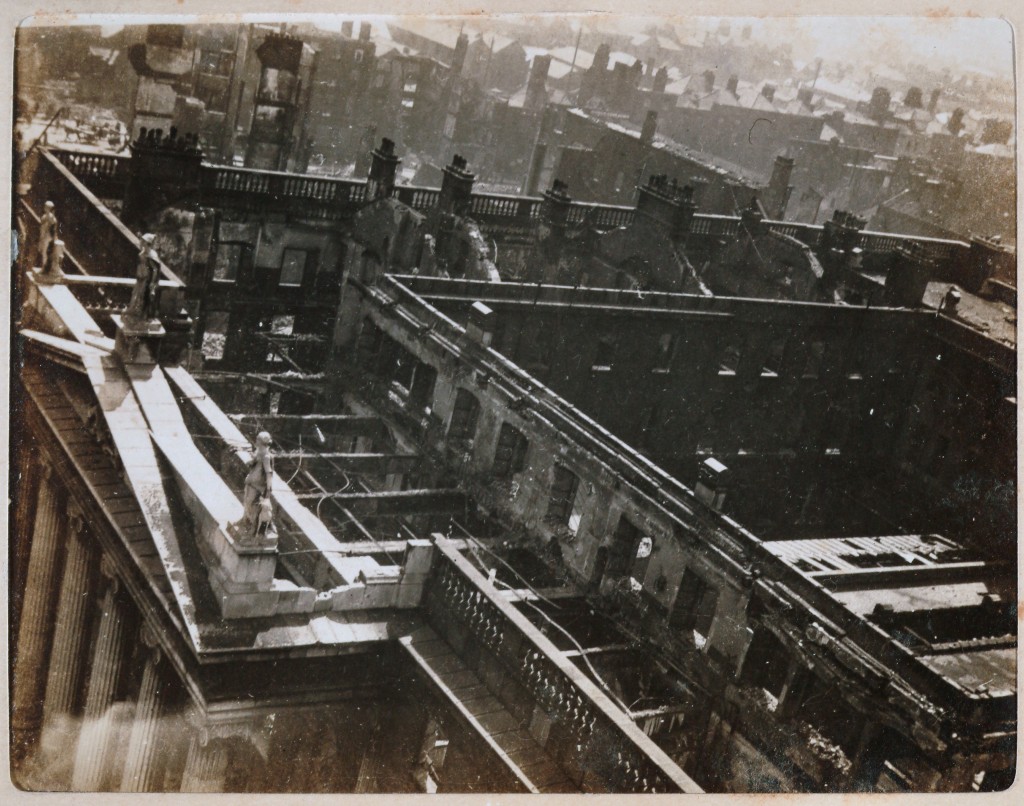 GPO from Above, Nelson's Pillar, II May 1916. By permission of the Royal Irish Academy. © RIA